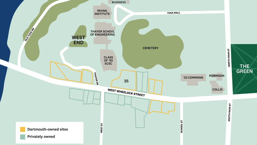 A map of West Wheelock Street